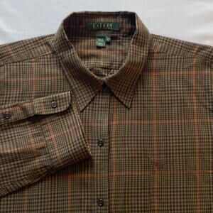 Lauren Ralph Lauren Womens Casual Button Up Plaid Dress Shirt Size XL